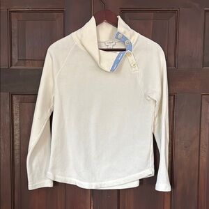 LOFT Ivory Cowl Neck Top with Button Accents